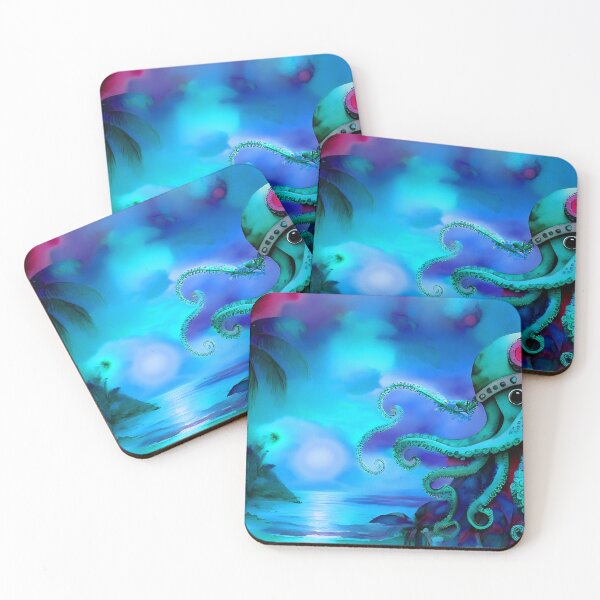 Item preview, Metallic Look Octopus Retro Futuristic Style on Beach at Night - AI Art 2 of 8 designed and sold by Beachy.