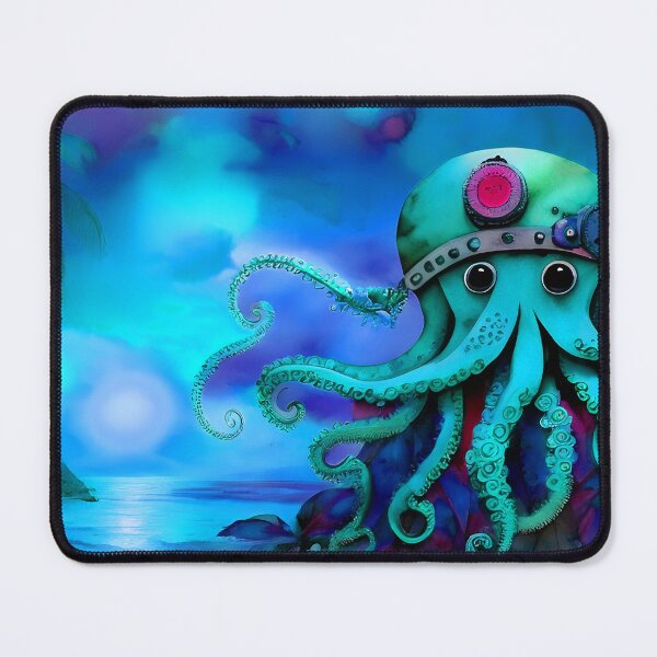 Item preview, Metallic Look Octopus Retro Futuristic Style on Beach at Night - AI Art 2 of 8 designed and sold by Beachy.