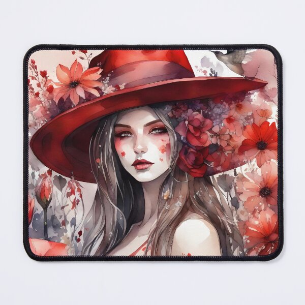 Item preview, Woman in a red dress surrounded by flowers designed and sold by DWeyers.