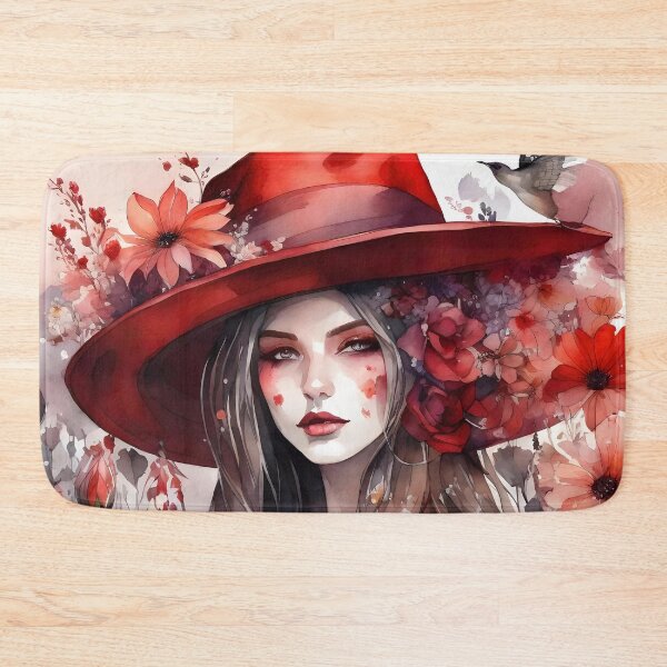 Item preview, Woman in a red dress surrounded by flowers designed and sold by DWeyers.