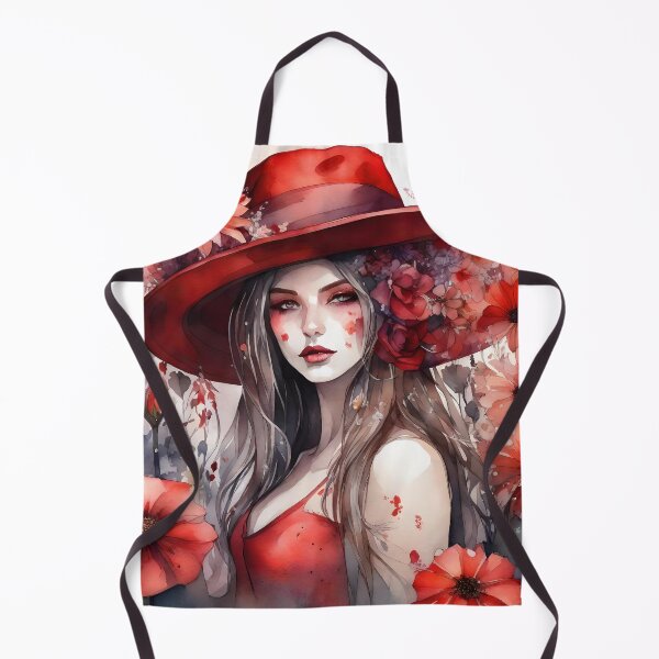 Item preview, Woman in a red dress surrounded by flowers designed and sold by DWeyers.