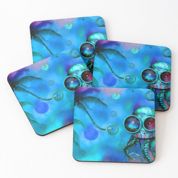 Item preview, Metallic Look Octopus Retro Futuristic Style on Beach at Night - AI Art 3 of 8 designed and sold by Beachy.