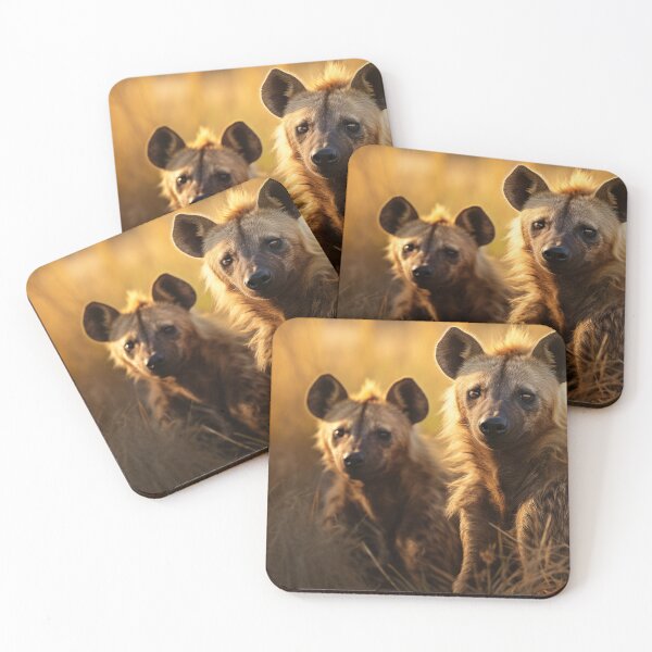 Item preview, Two hyenas sit side by side in the grass designed and sold by isBotStore.