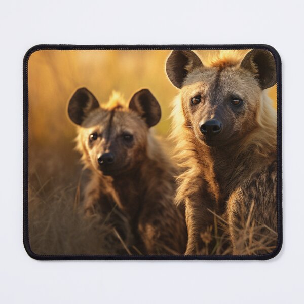 Item preview, Two hyenas sit side by side in the grass designed and sold by isBotStore.