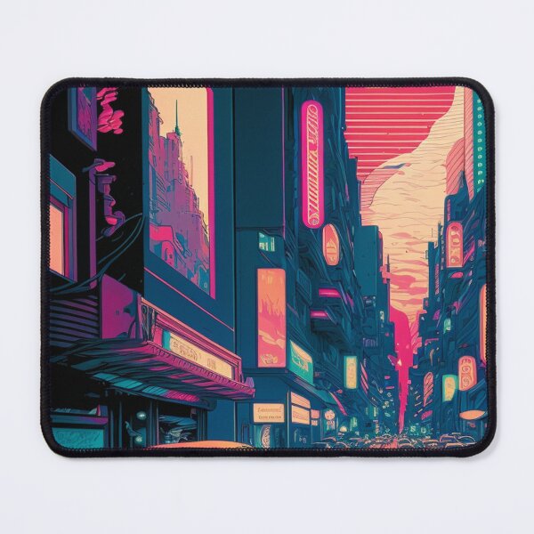 Item preview, Retrofuturistic sunset view of New Tokyo designed and sold by Onigokko.