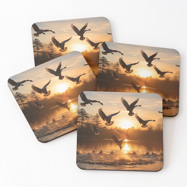 Item preview, A flock of geese flying from a pond designed and sold by isBotStore.