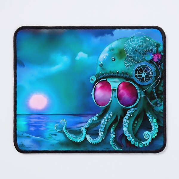 Item preview, Metallic Look Octopus Retro Futuristic Style on Beach at Night - AI Art 4 of 8 designed and sold by Beachy.