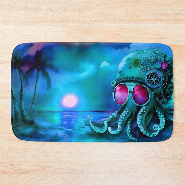 Item preview, Metallic Look Octopus Retro Futuristic Style on Beach at Night - AI Art 4 of 8 designed and sold by Beachy.