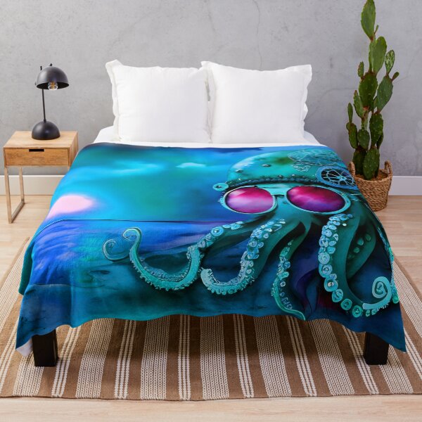 Item preview, Metallic Look Octopus Retro Futuristic Style on Beach at Night - AI Art 4 of 8 designed and sold by Beachy.