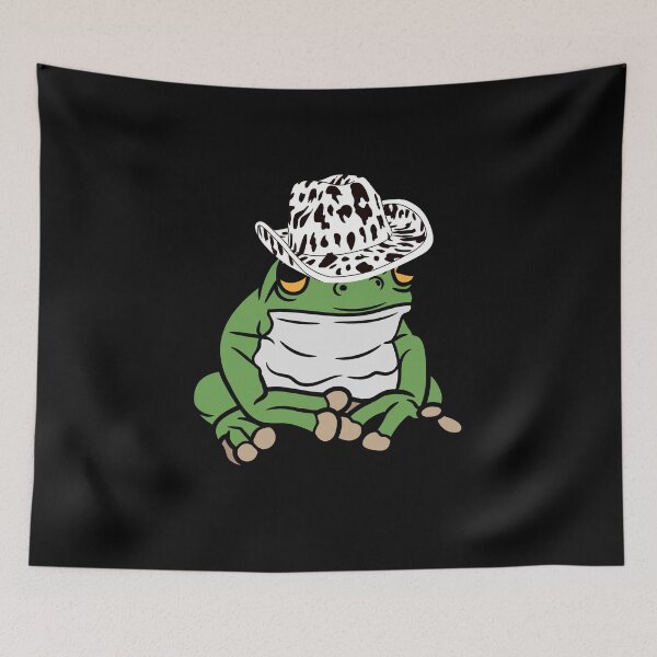 Item preview, Frog with a cowboy hat,black and white hat, cowboy frog designed and sold by Tanuja  Sharma.