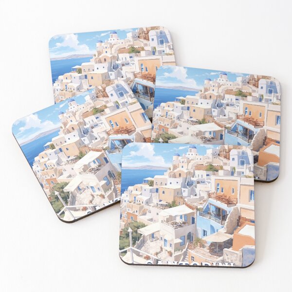 Item preview, Santorini Greece Travel Poster  designed and sold by EmmiFoxDesigns.