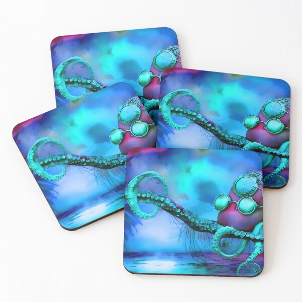 Item preview, Metallic Look Octopus Retro Futuristic Style on Beach at Night - AI Art 5 of 8 designed and sold by Beachy.
