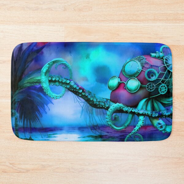 Item preview, Metallic Look Octopus Retro Futuristic Style on Beach at Night - AI Art 5 of 8 designed and sold by Beachy.