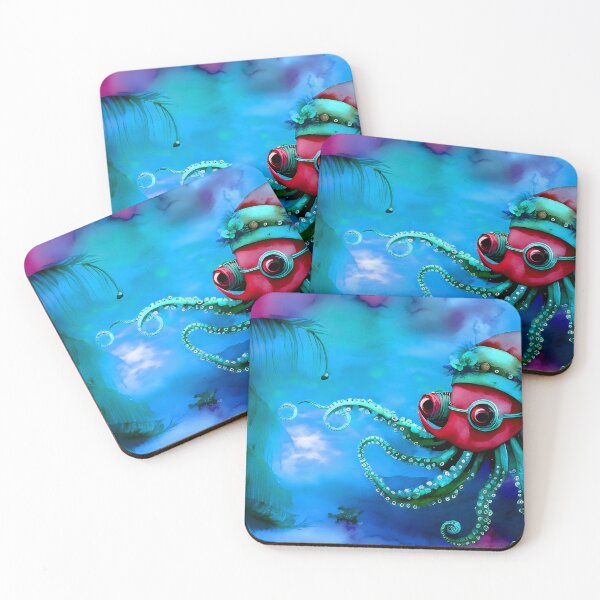 Item preview, Metallic Look Octopus Retro Futuristic Style on Beach at Night - AI Art 6 of 8 designed and sold by Beachy.