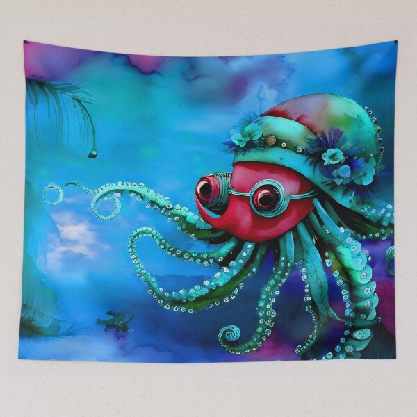 Item preview, Metallic Look Octopus Retro Futuristic Style on Beach at Night - AI Art 6 of 8 designed and sold by Beachy.