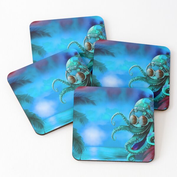Item preview, Metallic Look Octopus Retro Futuristic Style on Beach at Night - AI Art 7 of 8 designed and sold by Beachy.