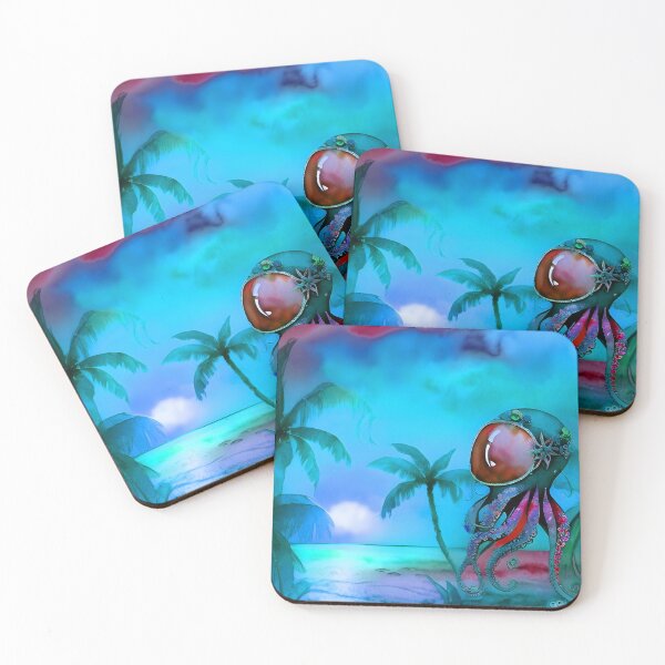 Item preview, Metallic Look Octopus Retro Futuristic Style on Beach at Night - AI Art 8 of 8 designed and sold by Beachy.