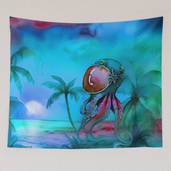 Item preview, Metallic Look Octopus Retro Futuristic Style on Beach at Night - AI Art 8 of 8 designed and sold by Beachy.