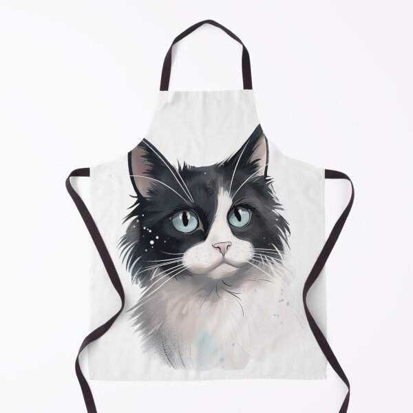Item preview, Pretty Black and White Fluffy Cat with Blue Eyes designed and sold by Kitty-Cactus.
