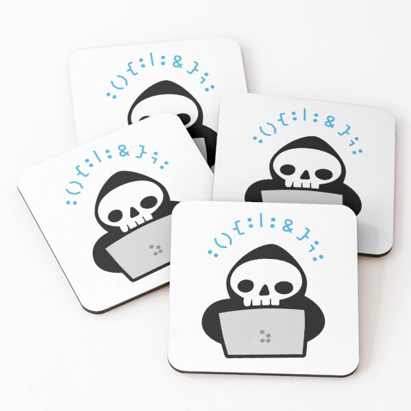 Item preview, Skull Hacker with black hoodie and laptop writing a Fork Bomb designed and sold by LucastaOdetten.