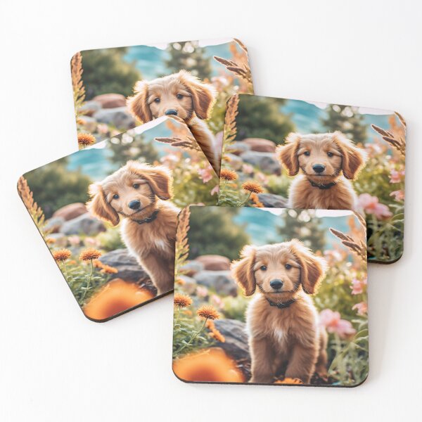 Item preview, Cachorrinho marrom no jardim florido designed and sold by Polistchuk.
