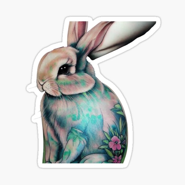 Rabbit tattoo located on the upper arm, micro-realistic