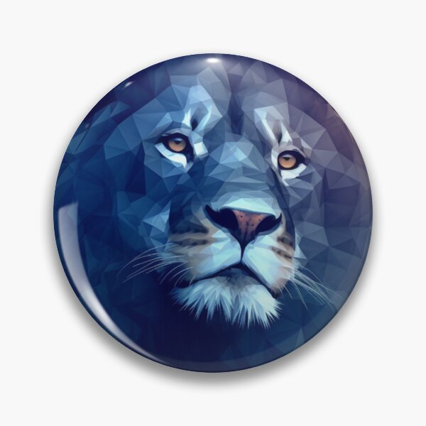 Item preview, blue abstract polygonal lion designed and sold by Polistchuk.