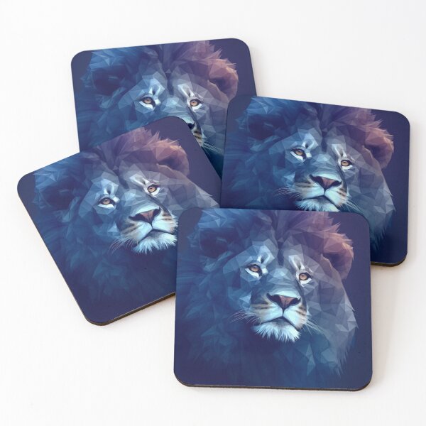 Item preview, blue abstract polygonal lion designed and sold by Polistchuk.