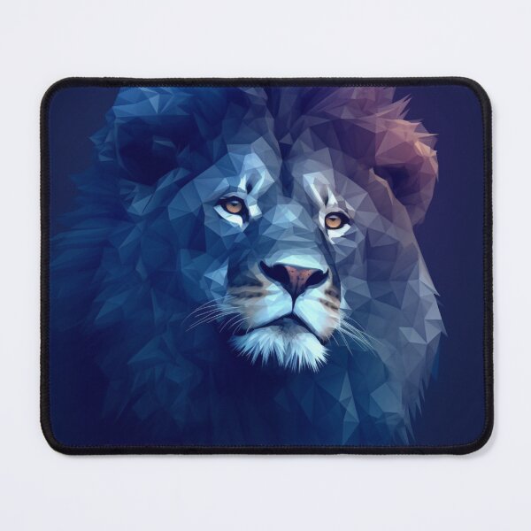 Item preview, blue abstract polygonal lion designed and sold by Polistchuk.