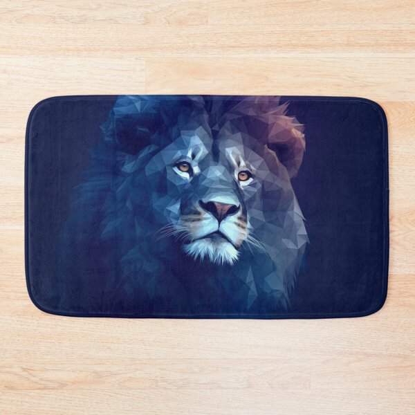 Item preview, blue abstract polygonal lion designed and sold by Polistchuk.