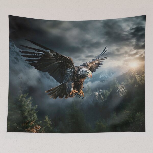 Item preview, Eagle on the montain sky on dark day designed and sold by artumbre.