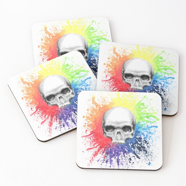 Item preview, Rainbow watercolour skull art designed and sold by Lianne Marie.
