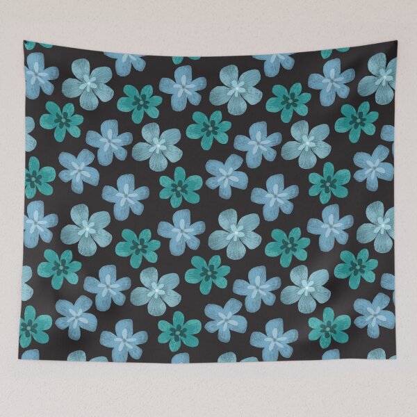 Item preview, Blue aesthetic flower pattern designed and sold by pinkyfish1010.