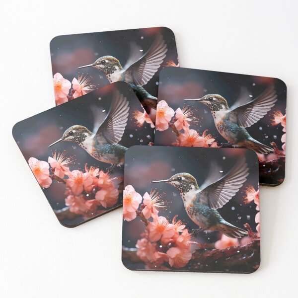 Artikelvorschau, Ein kleiner Kolibri, der in der Nähe einer leuchtenden Blumenblüte schwebt entworfen und verkauft von artumbre.