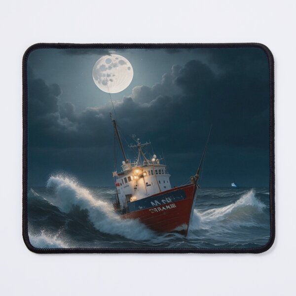 Item preview, Fishing Boat in a Storm Oil Painting Print designed and sold by randomtdesigns.