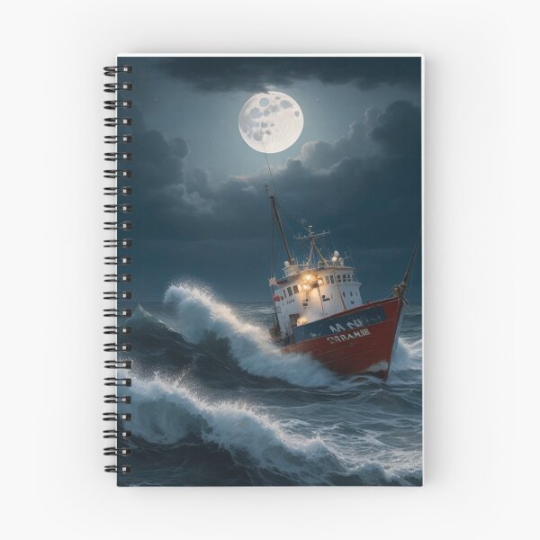 Item preview, Fishing Boat in a Storm Oil Painting Print designed and sold by randomtdesigns.