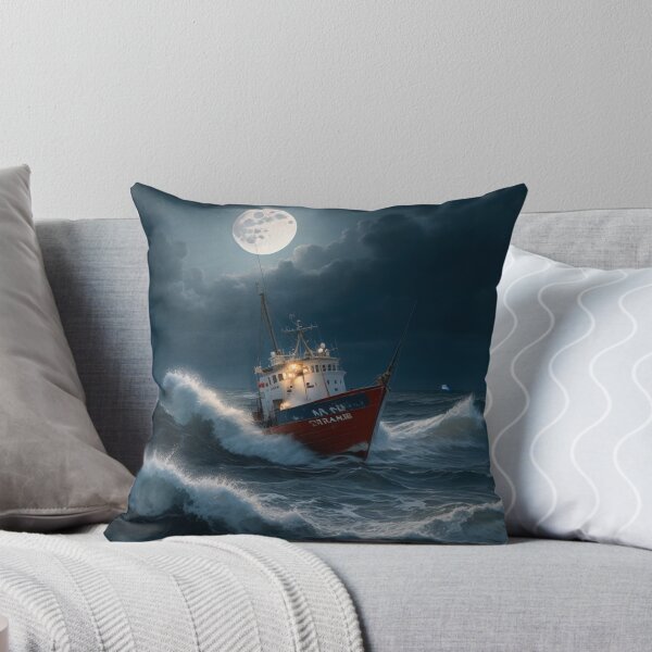 Item preview, Fishing Boat in a Storm Oil Painting Print designed and sold by randomtdesigns.