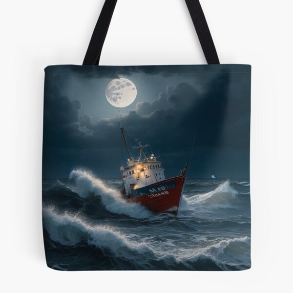 Item preview, Fishing Boat in a Storm Oil Painting Print designed and sold by randomtdesigns.