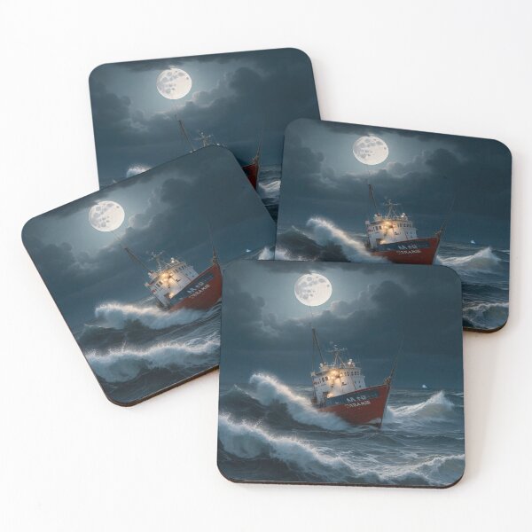 Item preview, Fishing Boat in a Storm Oil Painting Print designed and sold by randomtdesigns.