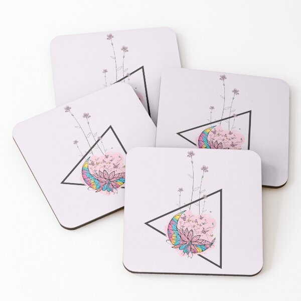 Item preview, Flower Spirits Floral Pink Black Butterfly and moon designed and sold by fatydesignspace.