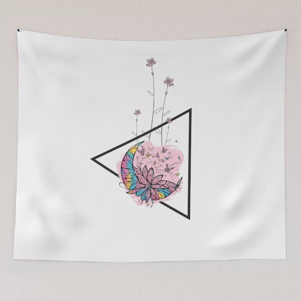 Item preview, Flower Spirits Floral Pink Black Butterfly and moon designed and sold by fatydesignspace.