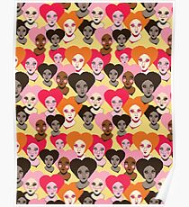 Love Faces Valentine Pattern Poster