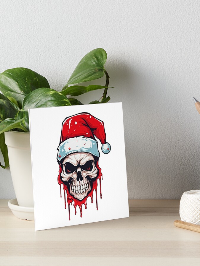 Skull in a Christmas Hat Straw Topper Graphic by