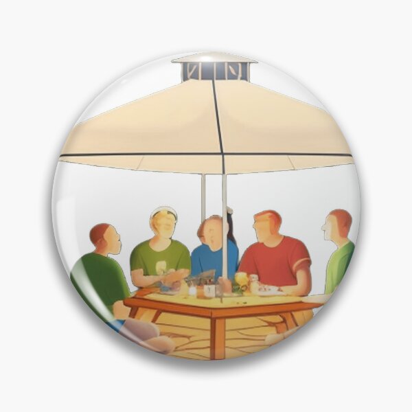 Item preview, A group of campers sits around a lantern-lit picnic table 	 designed and sold by noosiionka8.