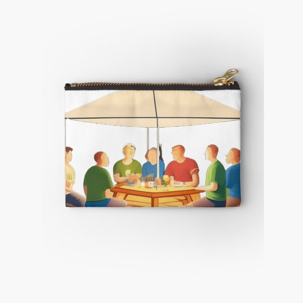 Item preview, A group of campers sits around a lantern-lit picnic table 	 designed and sold by noosiionka8.