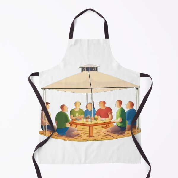 Item preview, A group of campers sits around a lantern-lit picnic table 	 designed and sold by noosiionka8.