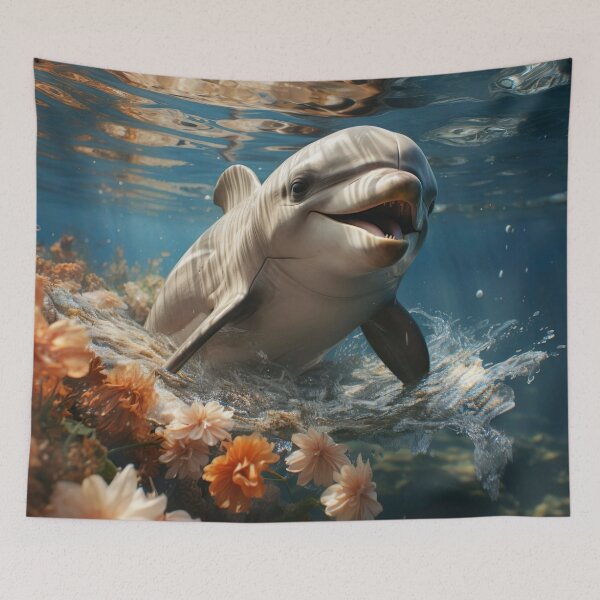 Item preview, Friendly dolphin swimming alongside designed and sold by artumbre.