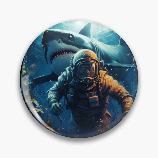 Item preview, A Diver and a Megalodon Shark designed and sold by StudioRedKoala.