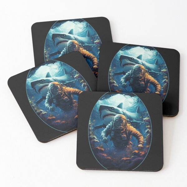 Item preview, A Diver and a Megalodon Shark designed and sold by StudioRedKoala.