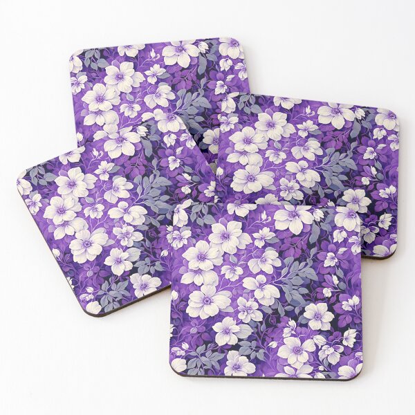 Item preview, purple and white entwined repeating flower pattern designed and sold by flashyflowers.